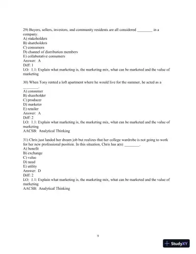 Test Bank for Marketing: Real People, Real Choices , 9th Edition - Page 10 preview image