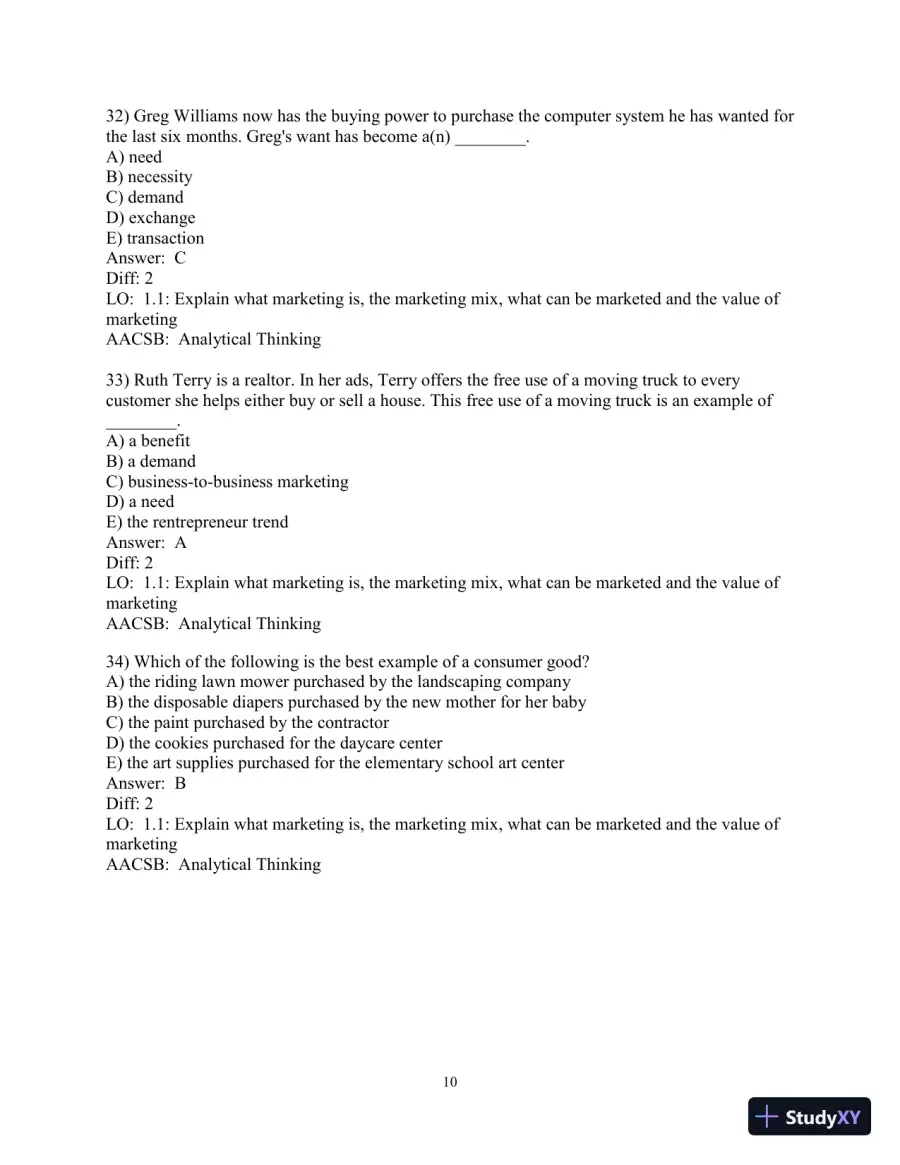 Test Bank for Marketing: Real People, Real Choices , 9th Edition, page 11