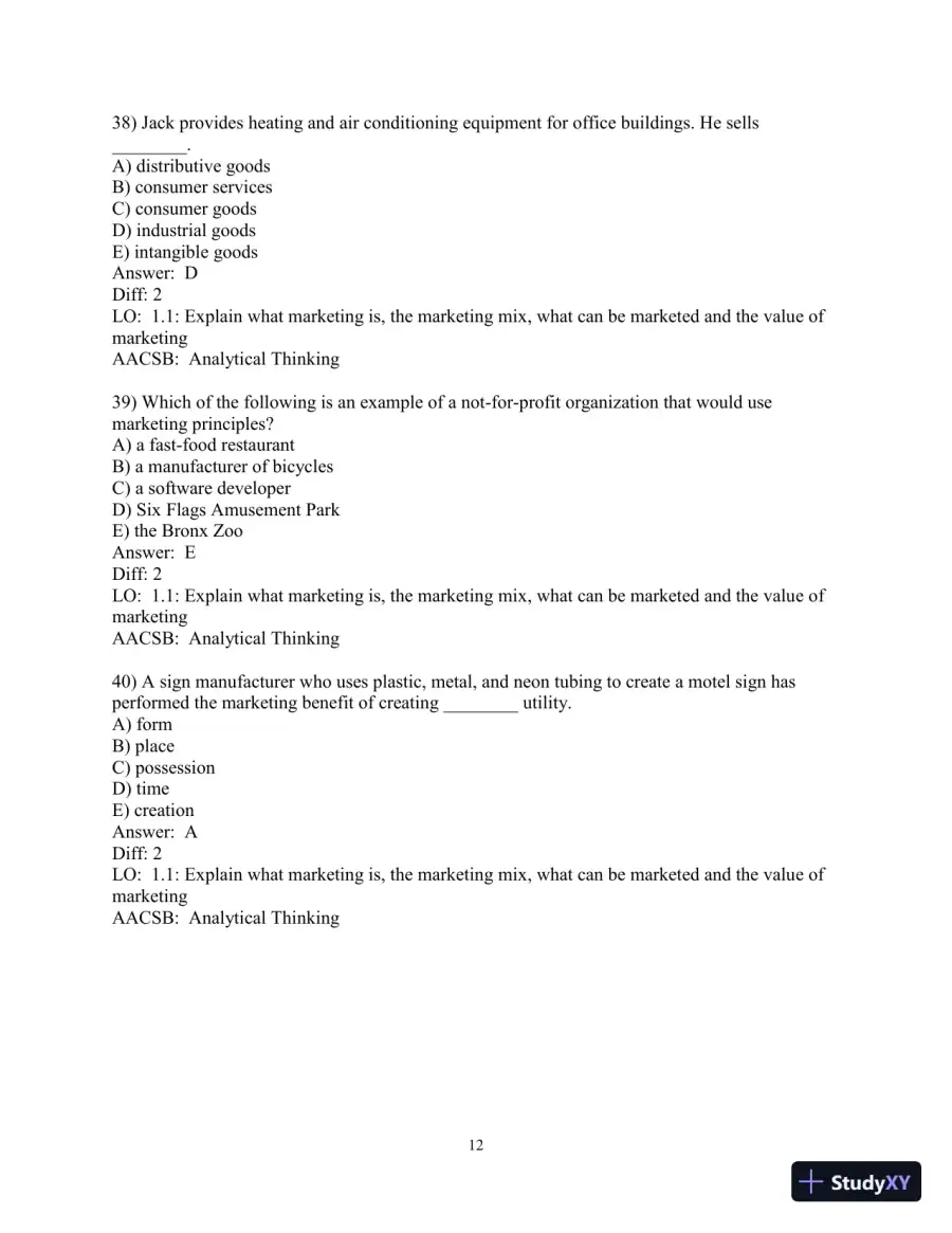 Test Bank for Marketing: Real People, Real Choices , 9th Edition, page 13