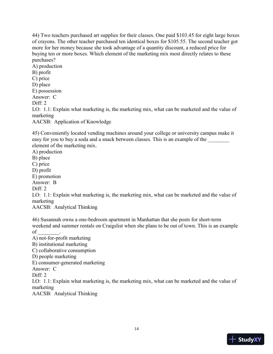 Test Bank for Marketing: Real People, Real Choices , 9th Edition, page 15
