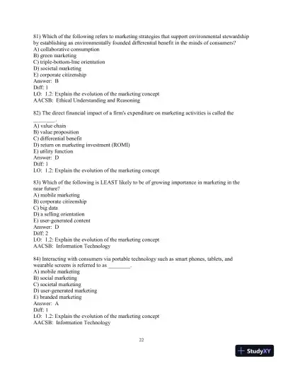 Test Bank for Marketing: Real People, Real Choices , 9th Edition - Page 23 preview image