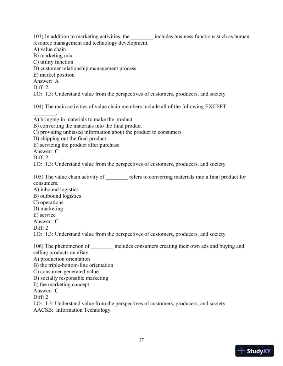 Test Bank for Marketing: Real People, Real Choices , 9th Edition, page 28