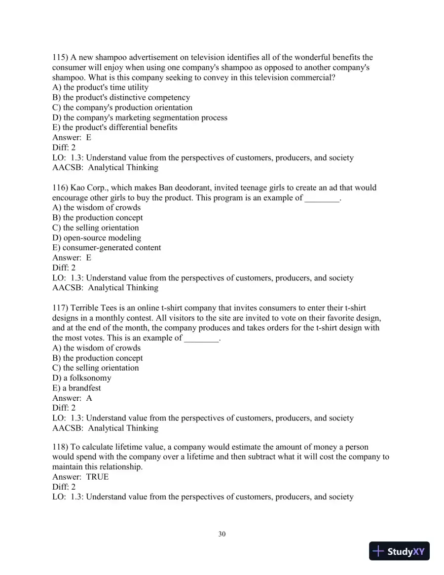 Test Bank for Marketing: Real People, Real Choices , 9th Edition, page 31