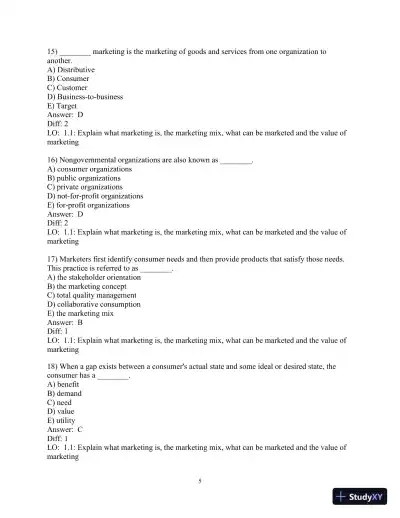 Test Bank for Marketing: Real People, Real Choices , 9th Edition - Page 6 preview image