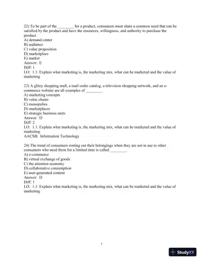 Test Bank for Marketing: Real People, Real Choices , 9th Edition - Page 8 preview image