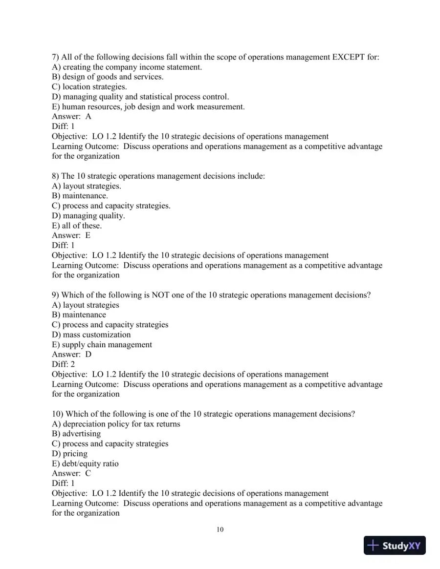 Test Bank For Operations Management: Sustainability and Supply Chain Management, 13th Edition, page 12