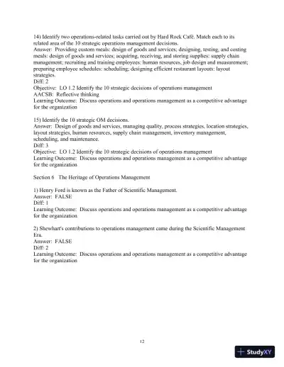 Test Bank For Operations Management: Sustainability and Supply Chain Management, 13th Edition - Page 14 preview image