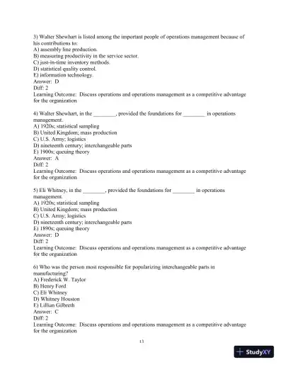 Test Bank For Operations Management: Sustainability and Supply Chain Management, 13th Edition - Page 15 preview image