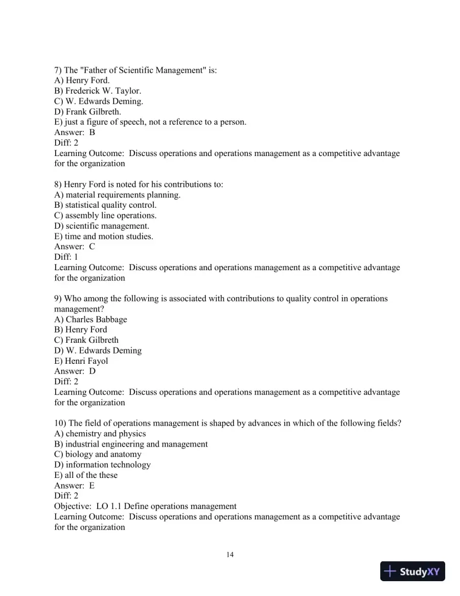 Test Bank For Operations Management: Sustainability and Supply Chain Management, 13th Edition, page 16