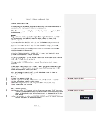 Solution Manual For Fundamentals Of Database Systems, 6th Edition - Page 3 preview image