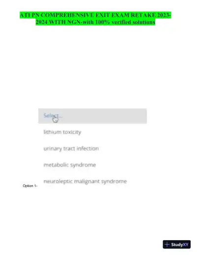 2023-2024 ATI PN Comprehensive Exit Exam with Answers (24 Solved Questions) - Page 4 preview image