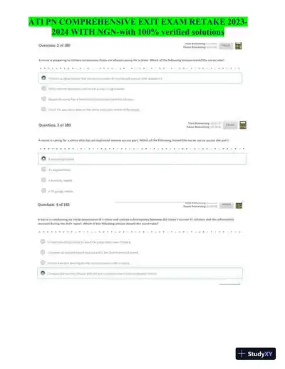 2023-2024 ATI PN Comprehensive Exit Exam with Answers (24 Solved Questions) - Page 6 preview image