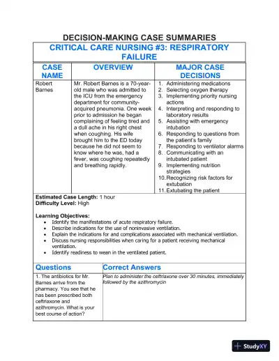 Solution Manual for Understanding the Essentials of Critical Care Nursing, 3rd Edition - Page 8 preview image