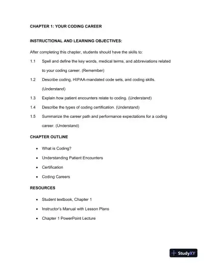 Lecture Notes For Comprehensive Medical Coding, 2019 2nd Edition - Page 1 preview image