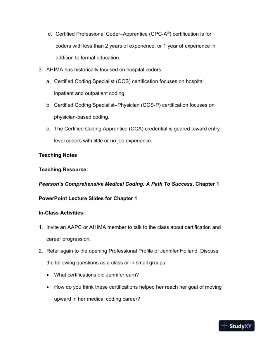 Lecture Notes For Comprehensive Medical Coding, 2019 2nd Edition, page 10