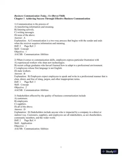 Business Communication Today 11th Edition Test Bank - Page 1 preview image