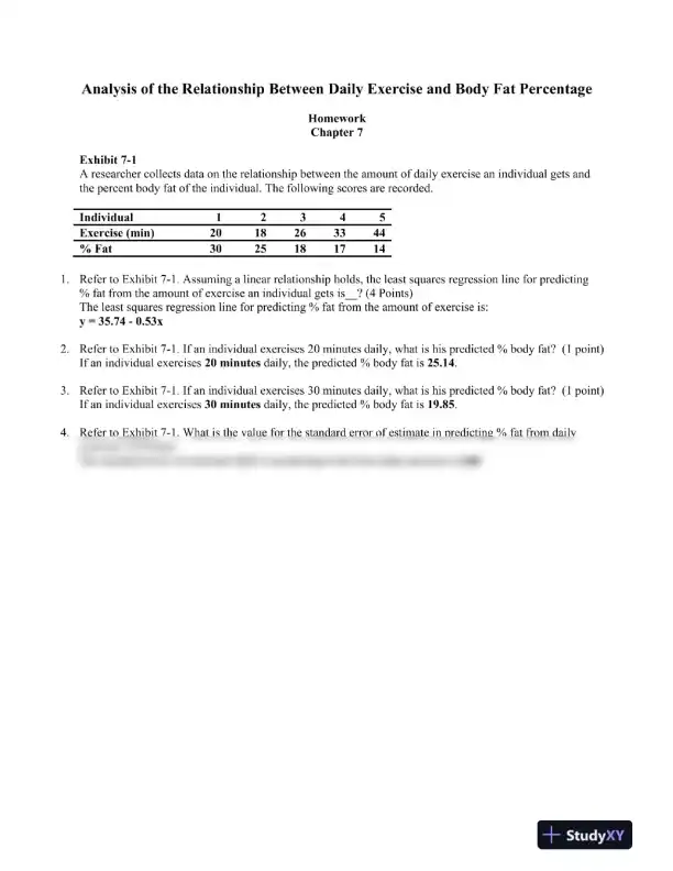 Analysis of the Relationship Between Daily Exercise and Body Fat Percentage - Page 1 preview image