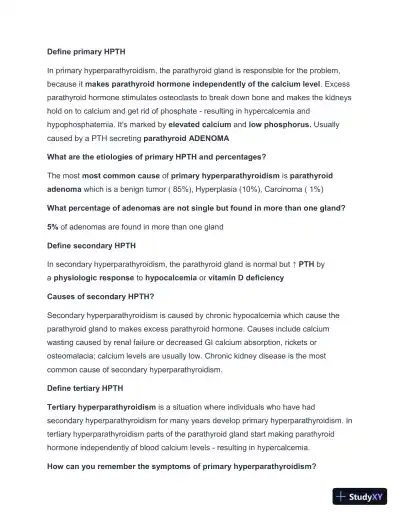 2024-2025 Parathyroid Disorders (PEARLS) (Smarty PANCE) with Answers (52 Solved Questions) - Page 3 preview image