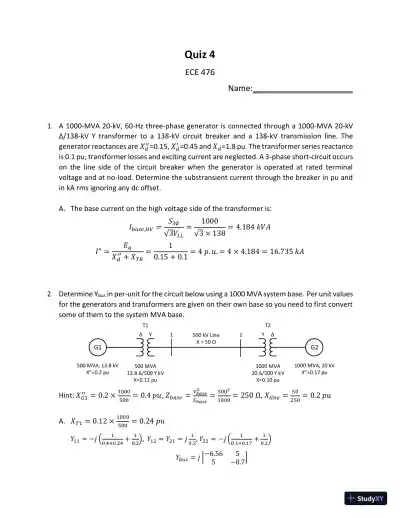 Power System Analysis And Design, 6th Edition Test Bank - Page 6 preview image