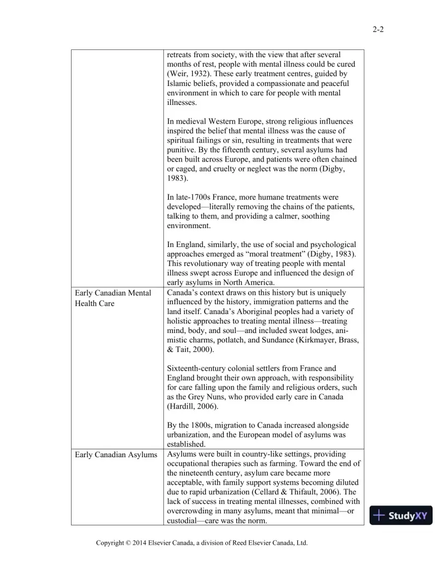 Varcarolis's Canadian Psychiatric Mental Health Nursing, Canadian Edition, 1st Edition Class Notes, page 10
