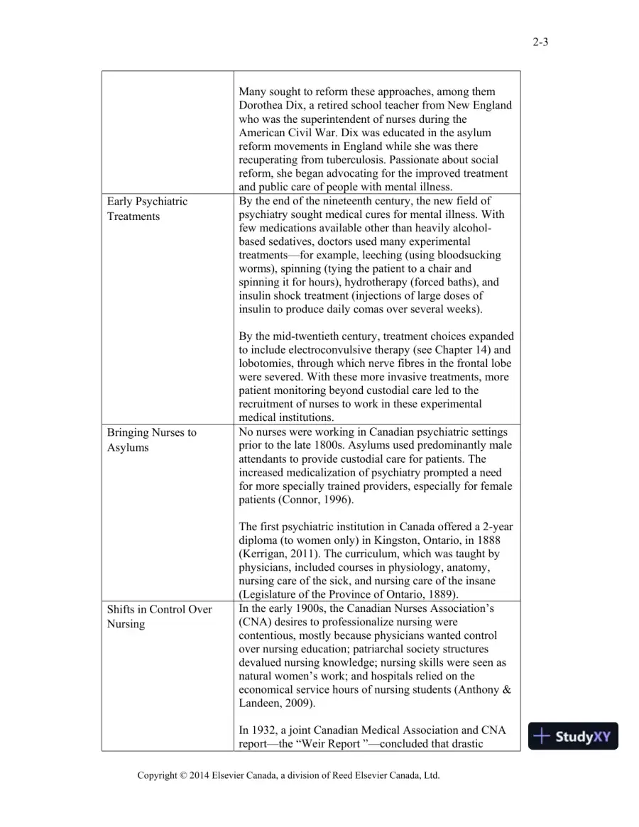 Varcarolis's Canadian Psychiatric Mental Health Nursing, Canadian Edition, 1st Edition Class Notes, page 11