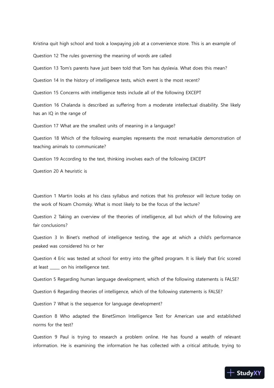 Liberty University PSYC 101 Quiz 7 Complete Solutions Correct Answers Key, page 3