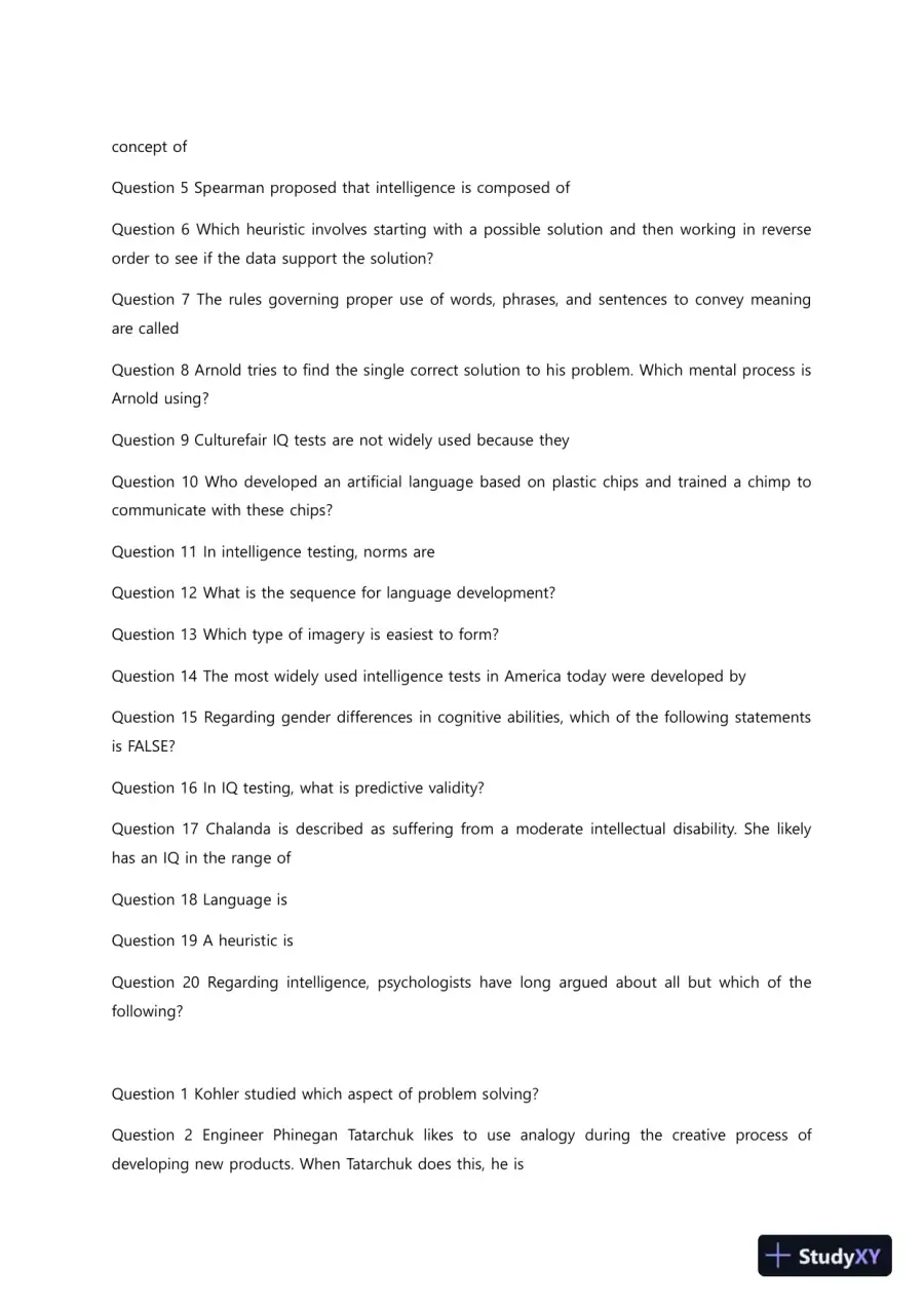 Liberty University PSYC 101 Quiz 7 Complete Solutions Correct Answers Key, page 5