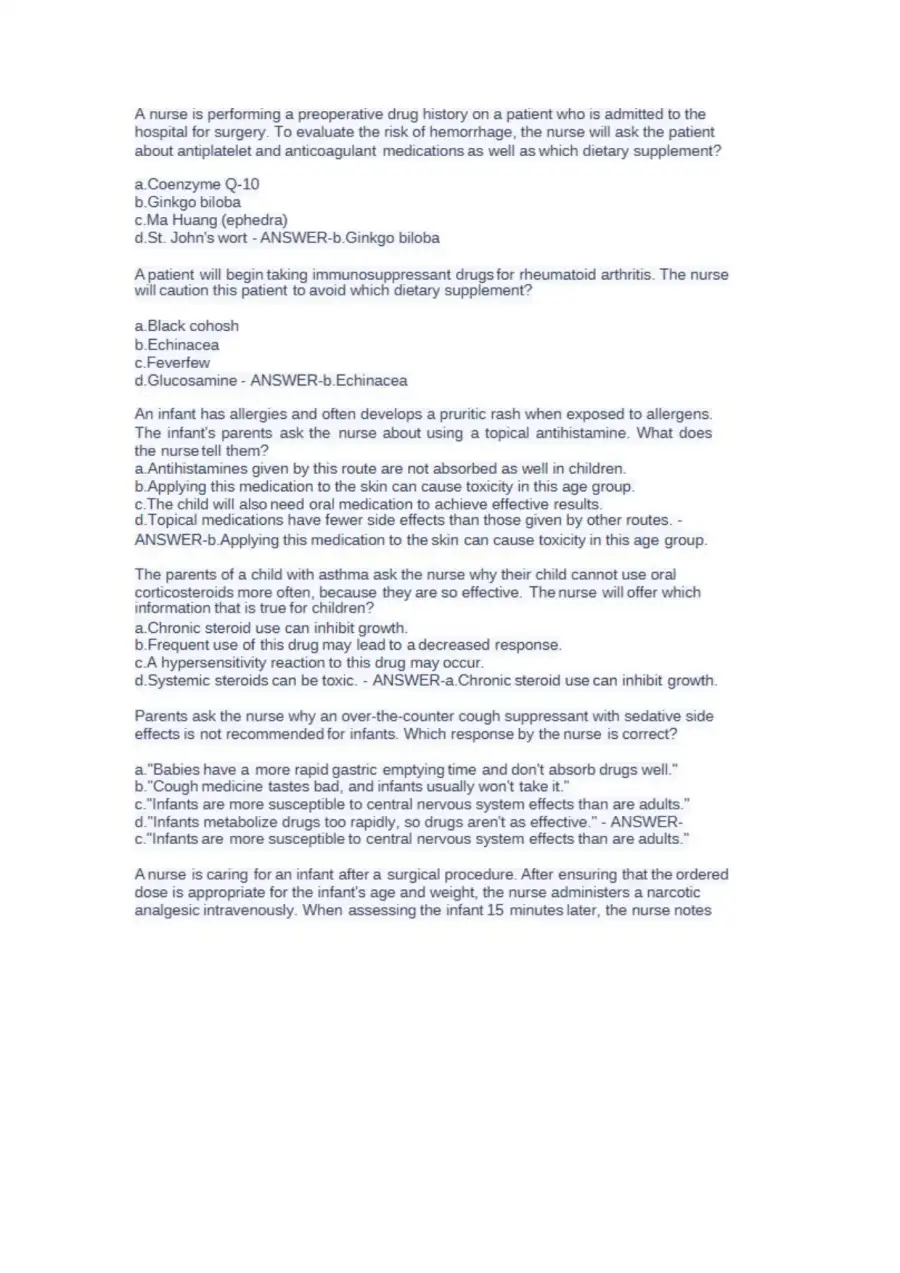 NUR 2474 Pharmacology Final Exam NCLEX Style Pract, page 10