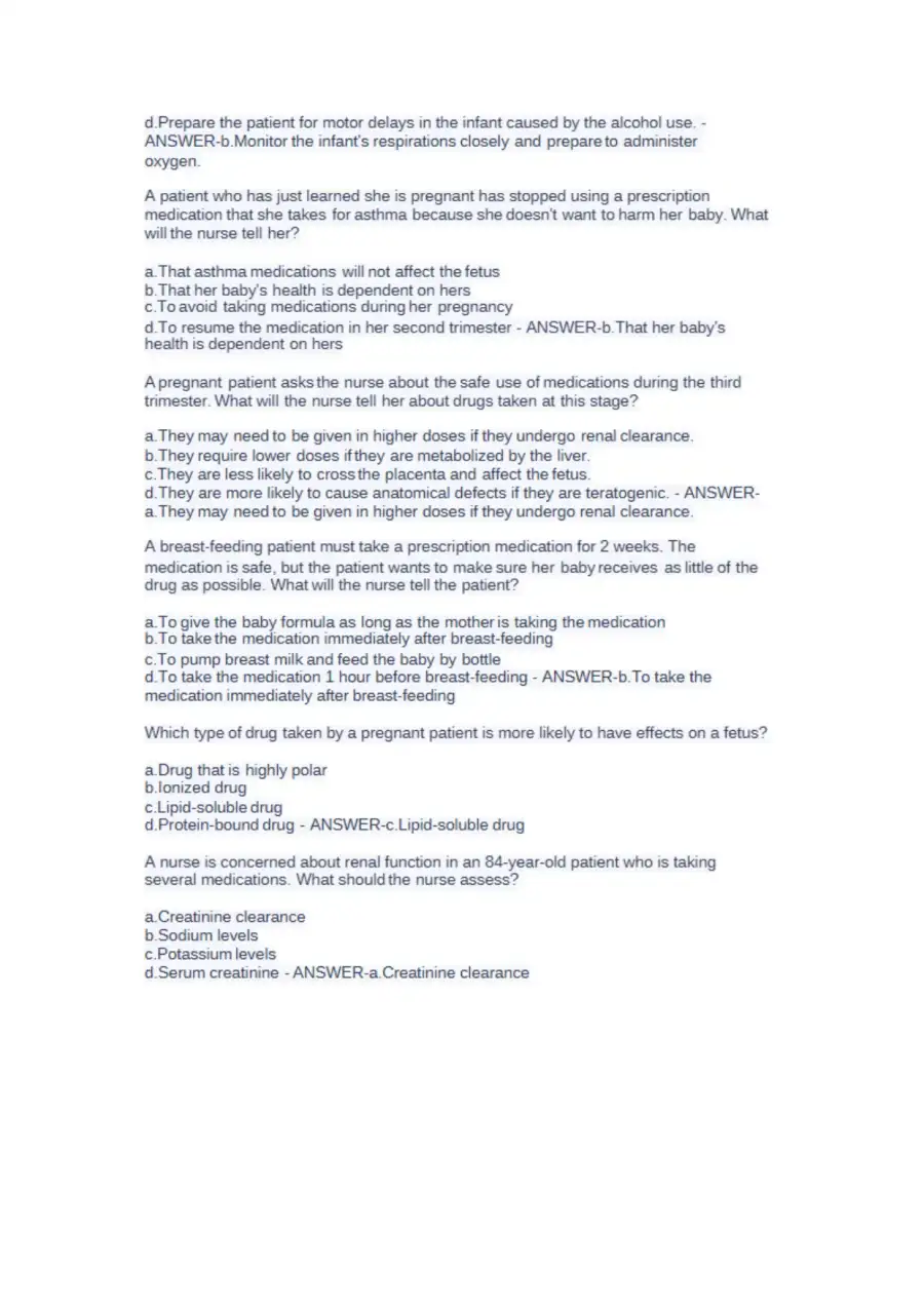 NUR 2474 Pharmacology Final Exam NCLEX Style Pract, page 12