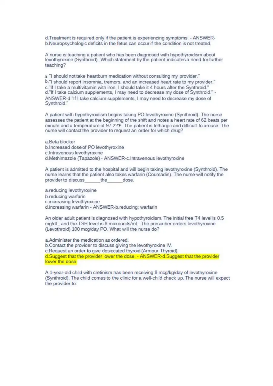 NUR 2474 Pharmacology Final Exam NCLEX Style Pract, page 3