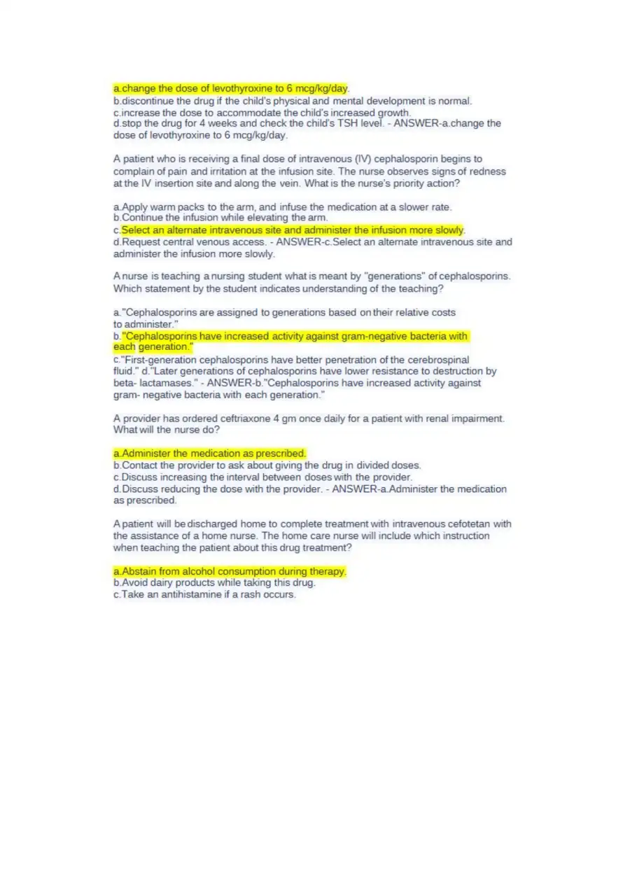 NUR 2474 Pharmacology Final Exam NCLEX Style Pract, page 4