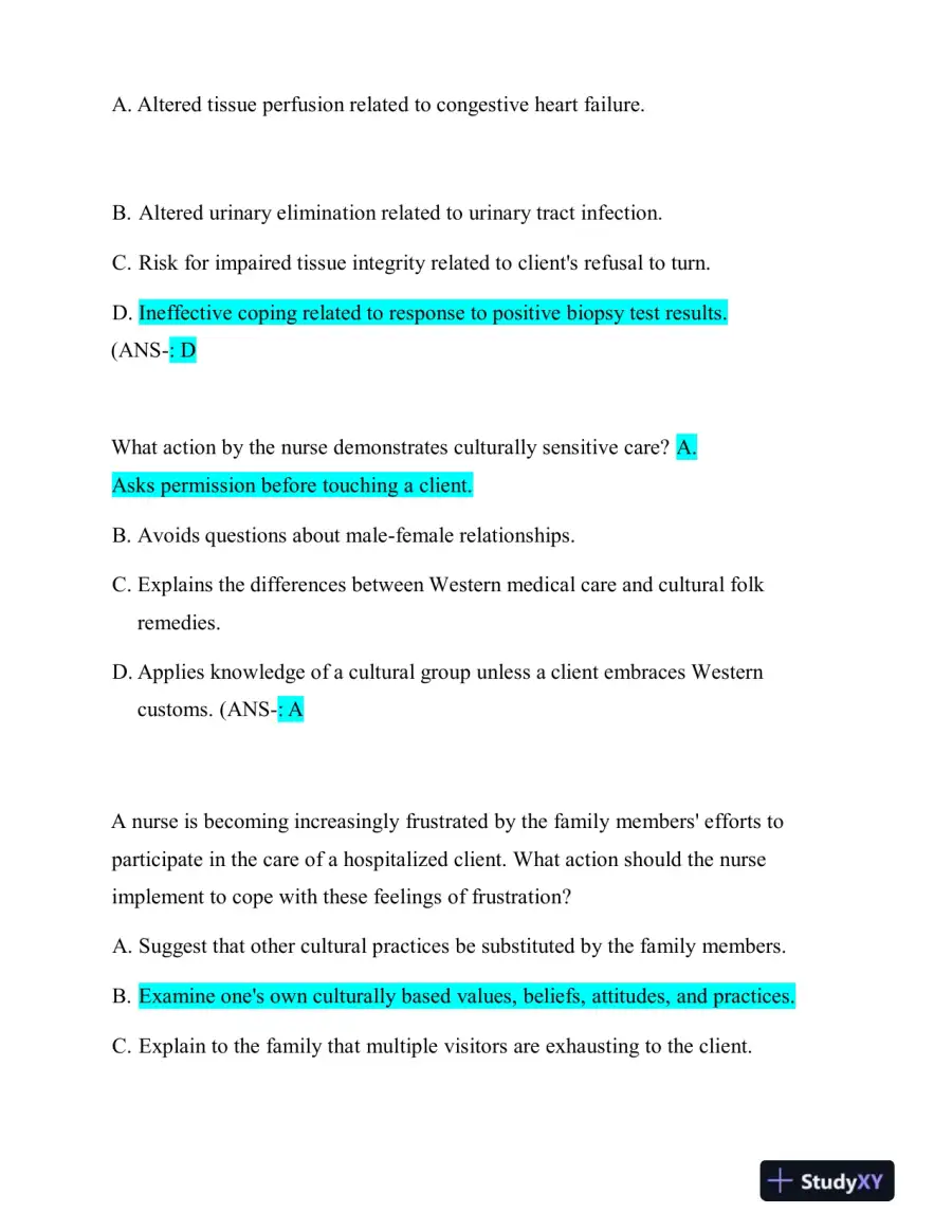 2022-2023 HESI Fundamentals of Nursing Practice Exam With Answers (163 Solved Questions), page 3