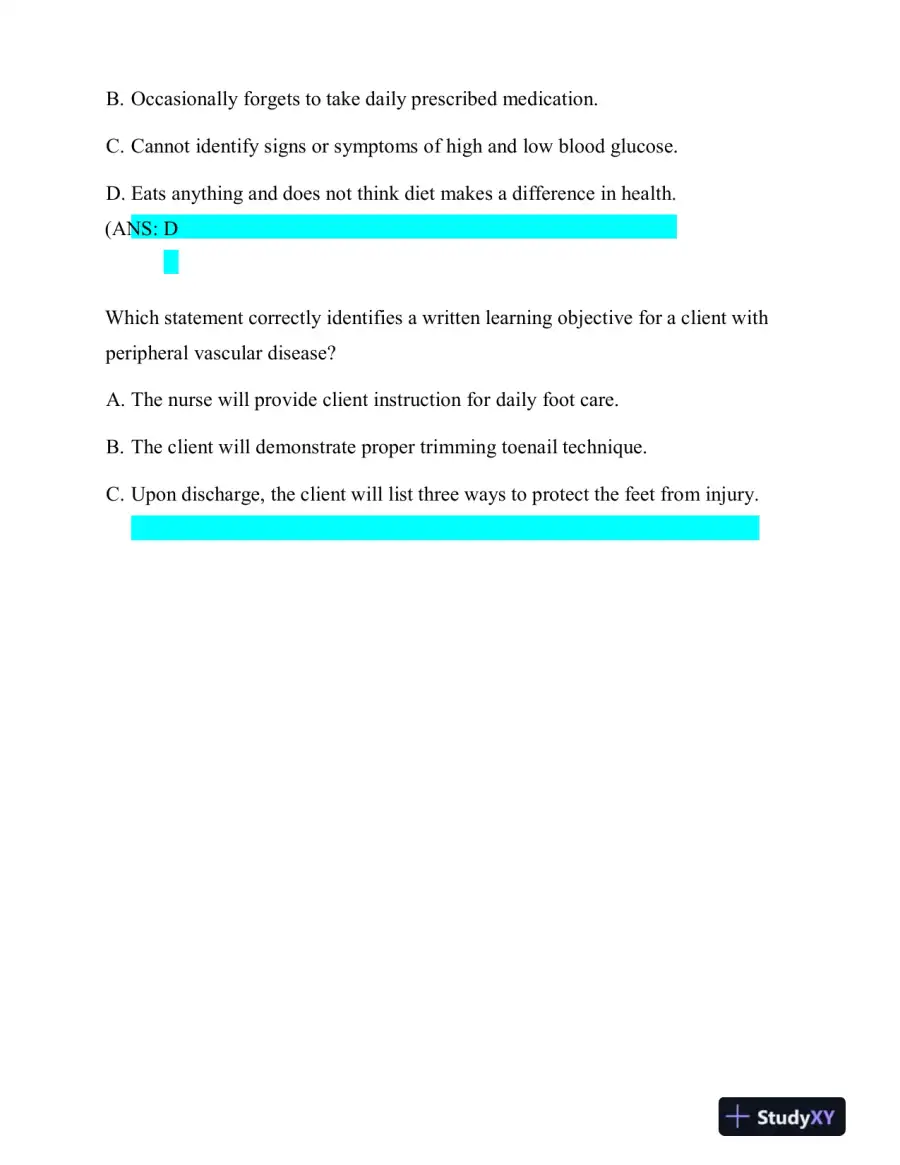 2022-2023 HESI Fundamentals of Nursing Practice Exam With Answers (163 Solved Questions), page 5