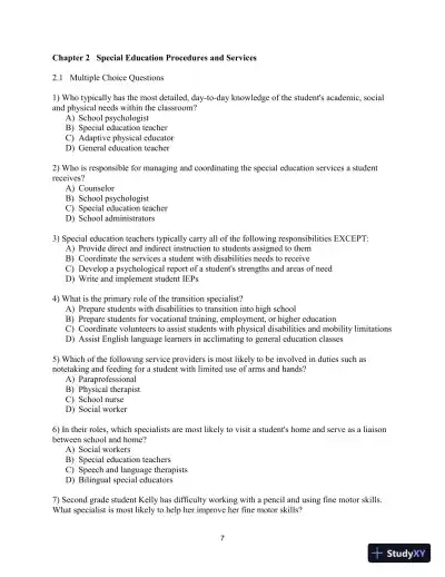 Test Bank for Including Students with Special Needs: A Practical Guide for Classroom Teachers, 8th Edition - Page 10 preview image