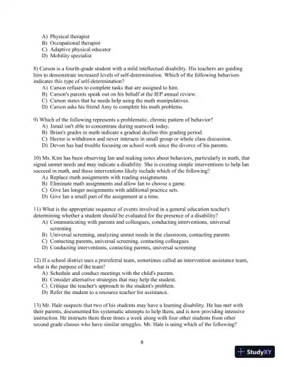 Test Bank for Including Students with Special Needs: A Practical Guide for Classroom Teachers, 8th Edition - Page 11 preview image