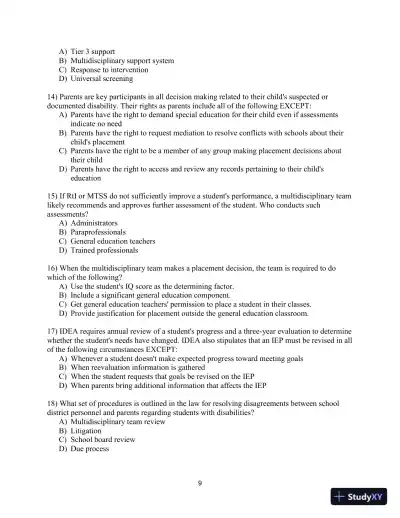 Test Bank for Including Students with Special Needs: A Practical Guide for Classroom Teachers, 8th Edition - Page 12 preview image