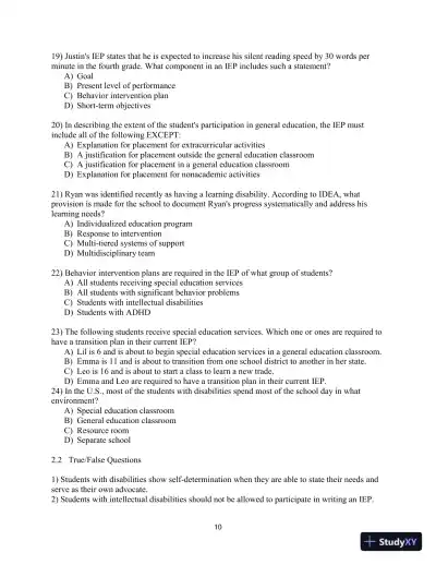 Test Bank for Including Students with Special Needs: A Practical Guide for Classroom Teachers, 8th Edition - Page 13 preview image