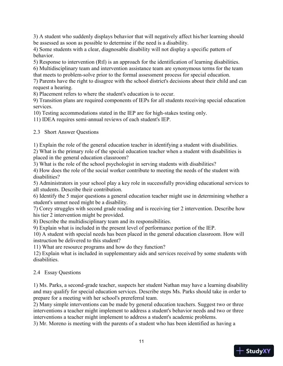 Test Bank for Including Students with Special Needs: A Practical Guide for Classroom Teachers, 8th Edition, page 14