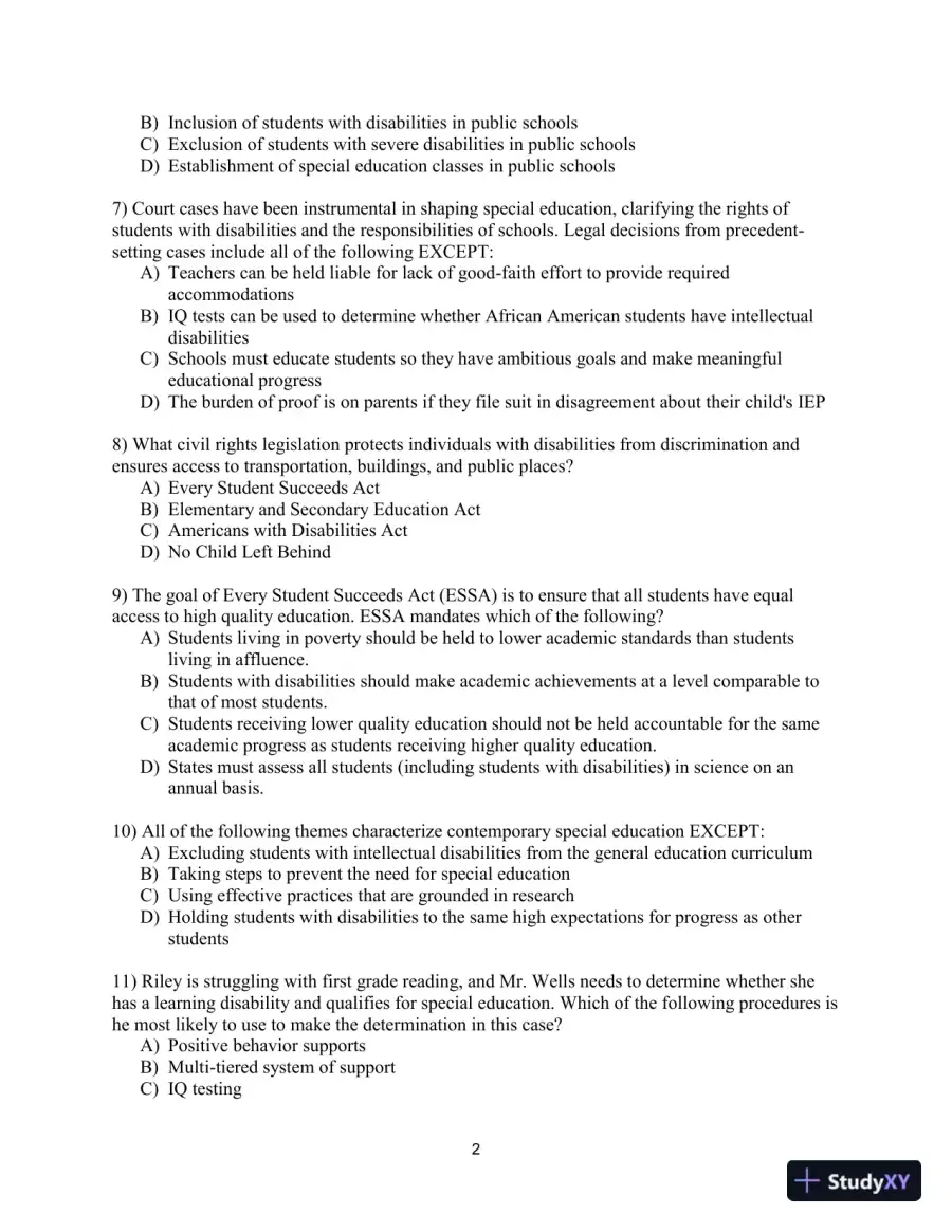 Test Bank for Including Students with Special Needs: A Practical Guide for Classroom Teachers, 8th Edition, page 5