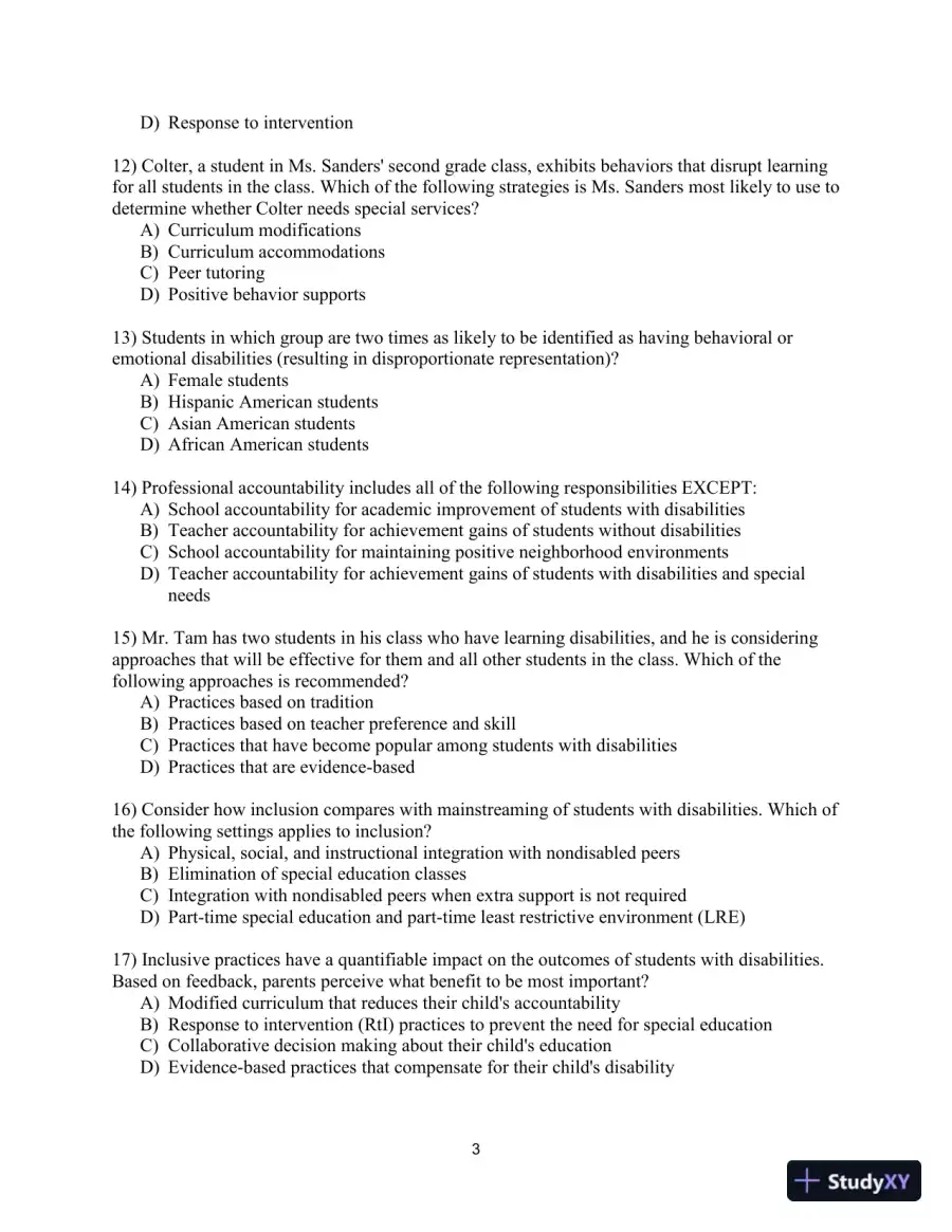 Test Bank for Including Students with Special Needs: A Practical Guide for Classroom Teachers, 8th Edition, page 6