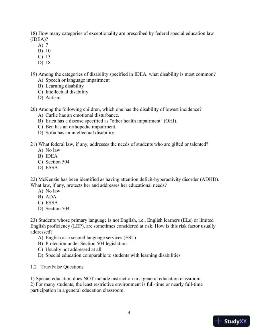 Test Bank for Including Students with Special Needs: A Practical Guide for Classroom Teachers, 8th Edition, page 7
