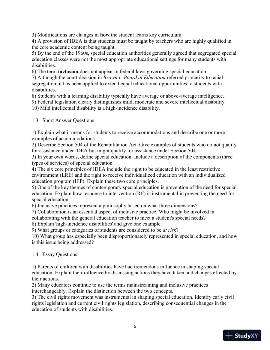Test Bank for Including Students with Special Needs: A Practical Guide for Classroom Teachers, 8th Edition, page 8