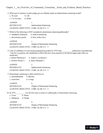 Community-Based Corrections 10th Edition Test Bank - Page 3 preview image