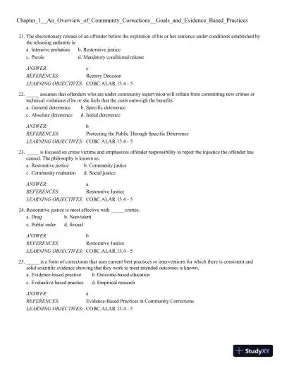 Community-Based Corrections 10th Edition Test Bank - Page 5 preview image