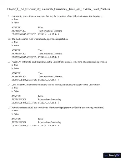Community-Based Corrections 10th Edition Test Bank - Page 7 preview image