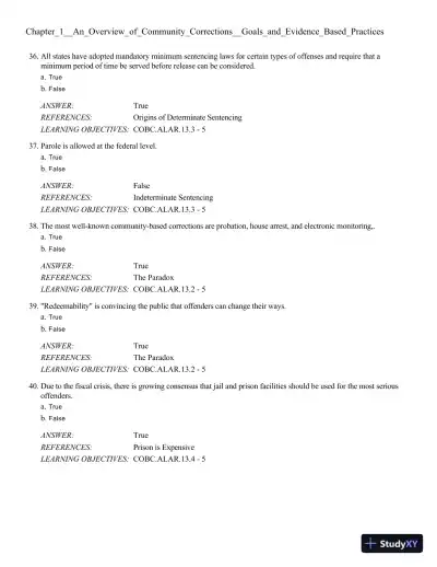 Community-Based Corrections 10th Edition Test Bank - Page 8 preview image