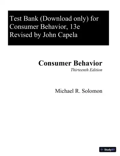 Test Bank for Consumer Behavior, 13th Edition - Page 1 preview image