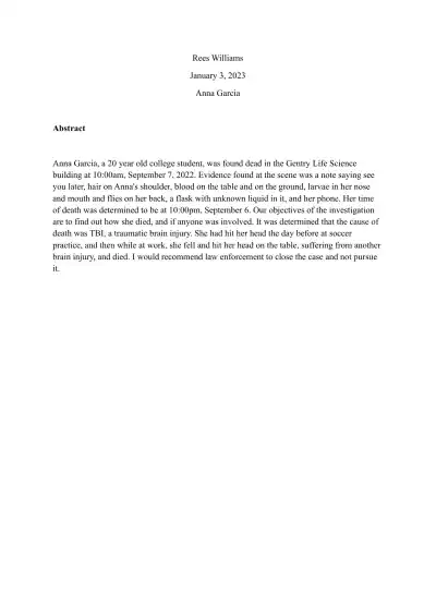 Investigation of Anna Garcia's Death at Gentry Lif - Page 1 preview image