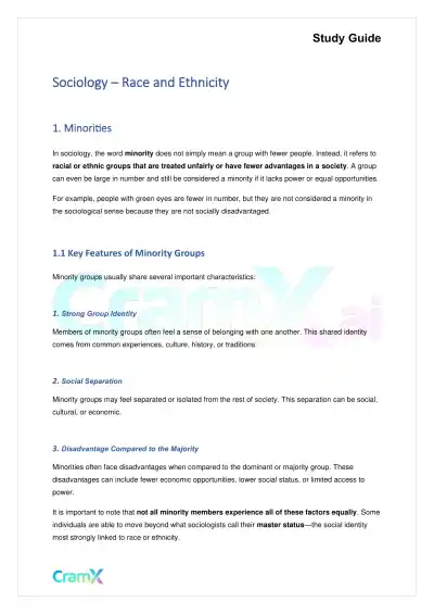 Sociology - Race and Ethnicity - Page 1 preview image