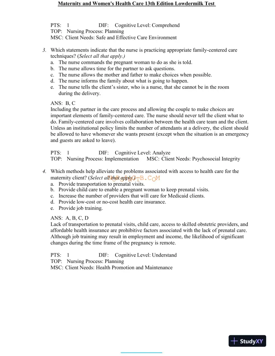 Test Bank for Maternity and Women's Health Care, 13th Edition (Chapters 1-37), page 10
